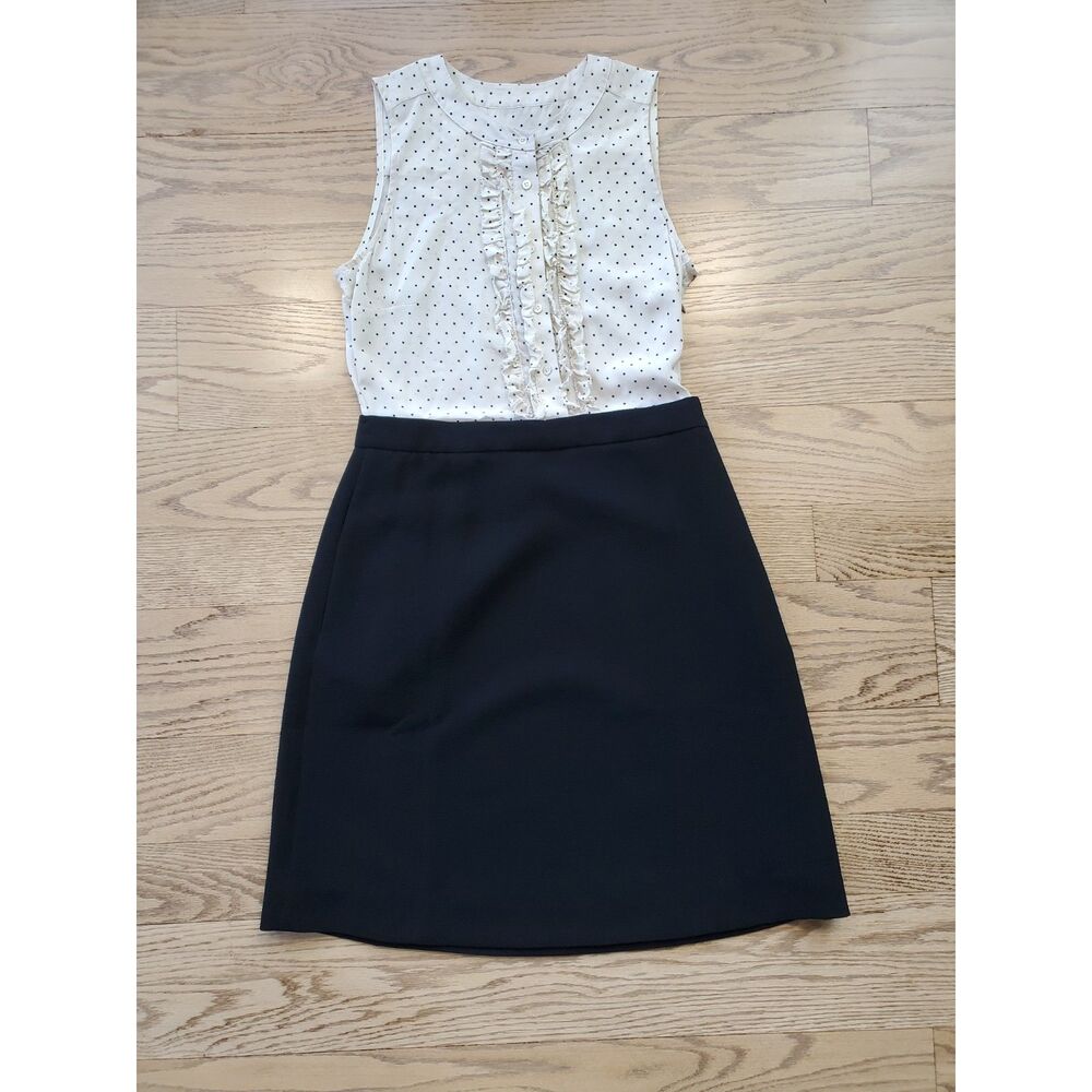J.CREW Womens 0 Dress Black Two-piece in Silk Baby Dot Twee Corpcore EUC $148